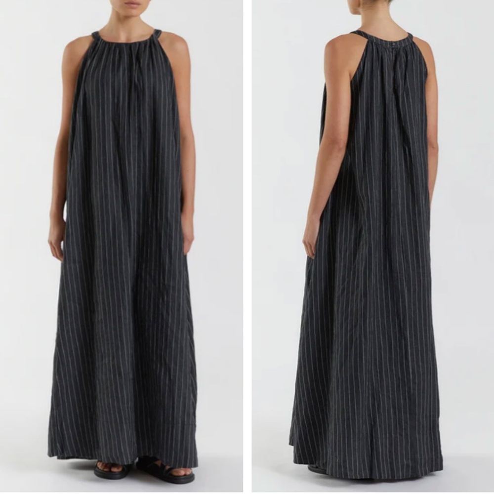 DISSH Striped Halter Maxi Dress in Black and White - Picture 2 of 10